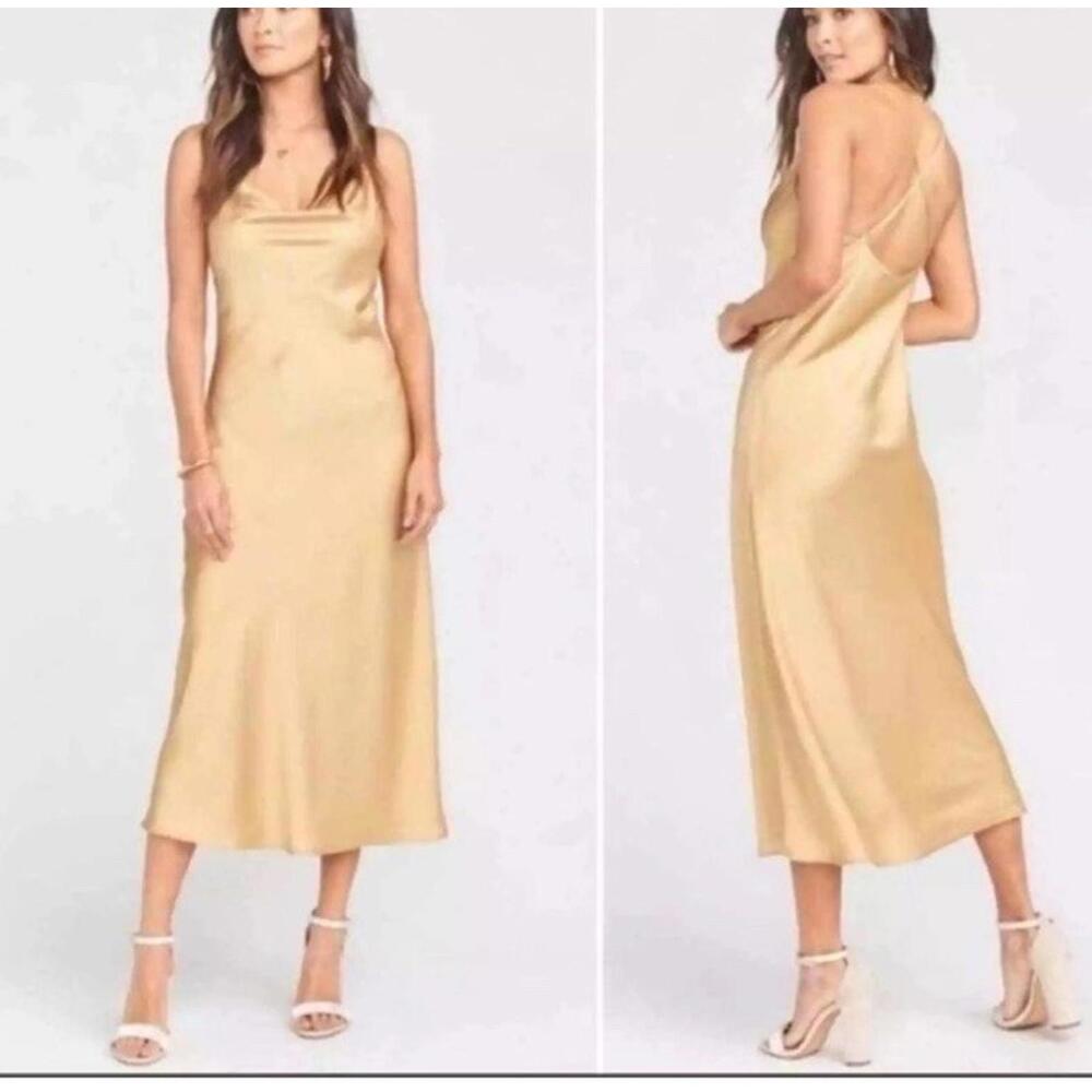NWT Show Me Your Mumu Verona Cowl Dress Formal creme Color Sz M Silky Formal y2k